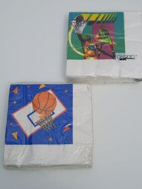Vintage Basketball Party Napkins Lot of 2 Sports Mania Amscan Paper Art NOS